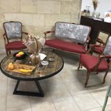 2-seater sofa and 2 armchairs in Louis XV style, revamped
