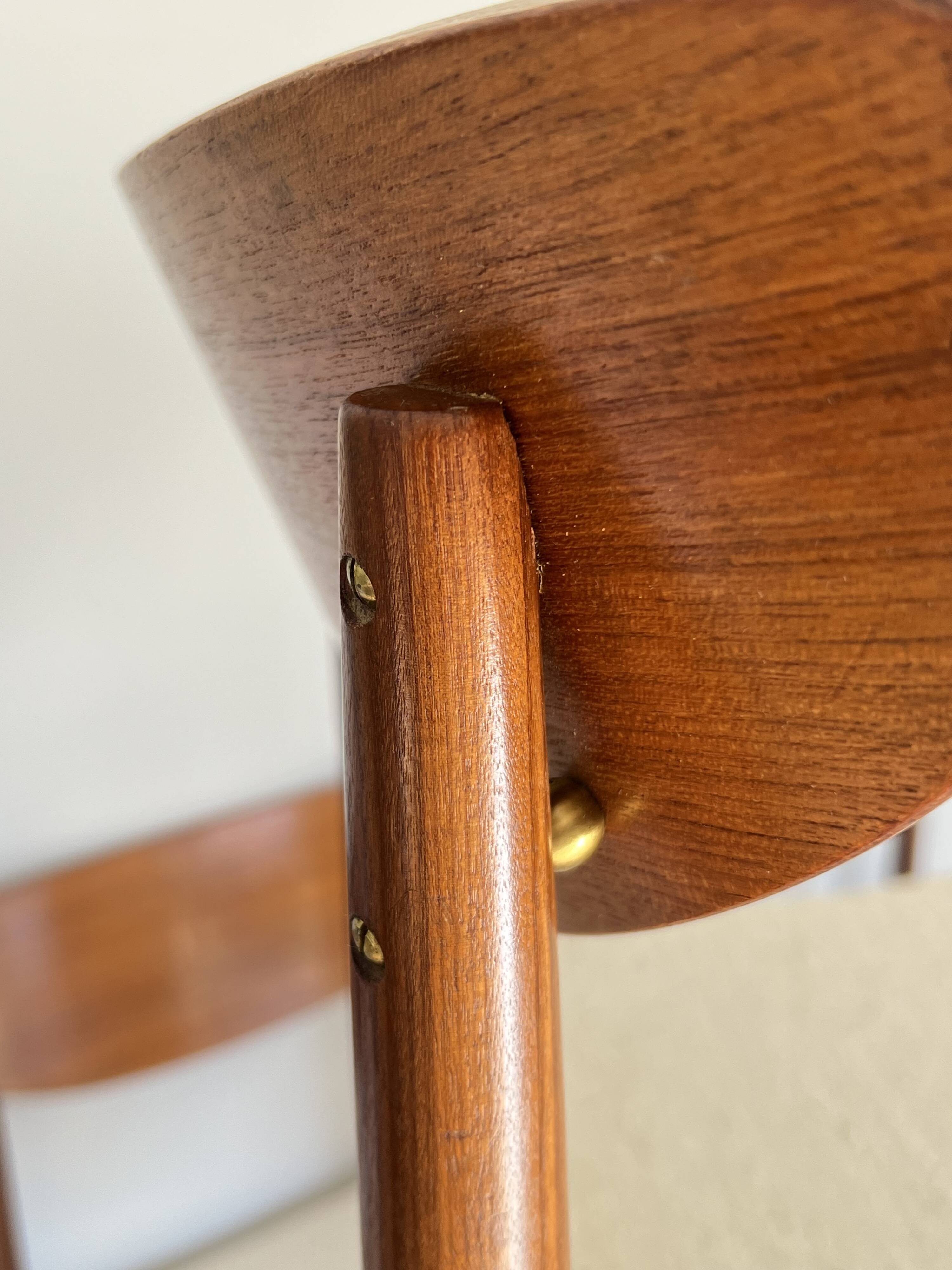 Set of 6 Scandinavian style Danish teak upholstered chairs. 1960s