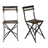 Pair of 20th Century Folding Slatted Garden Chairs