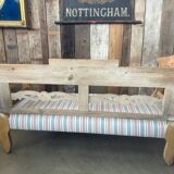 Antique Continental Pine Settle Bench sofa