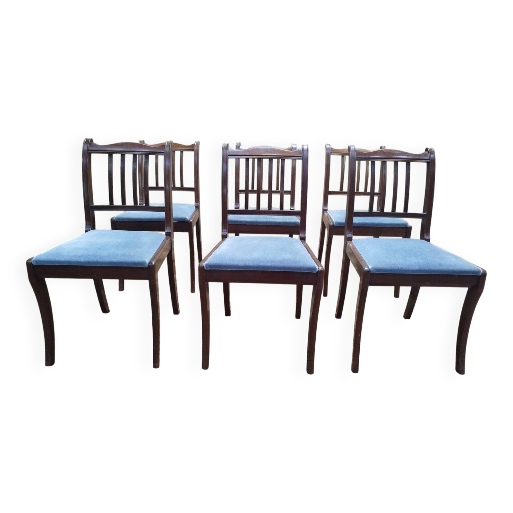 Set of 6 English chairs with barrettes