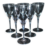 Lot de 6 verres à vin blanc BEAUBOURG en cristal de Sèvres signé 19cm