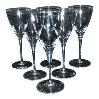 Set of 6 BEAUBOURG white wine glasses in Sèvres crystal signed 19cm