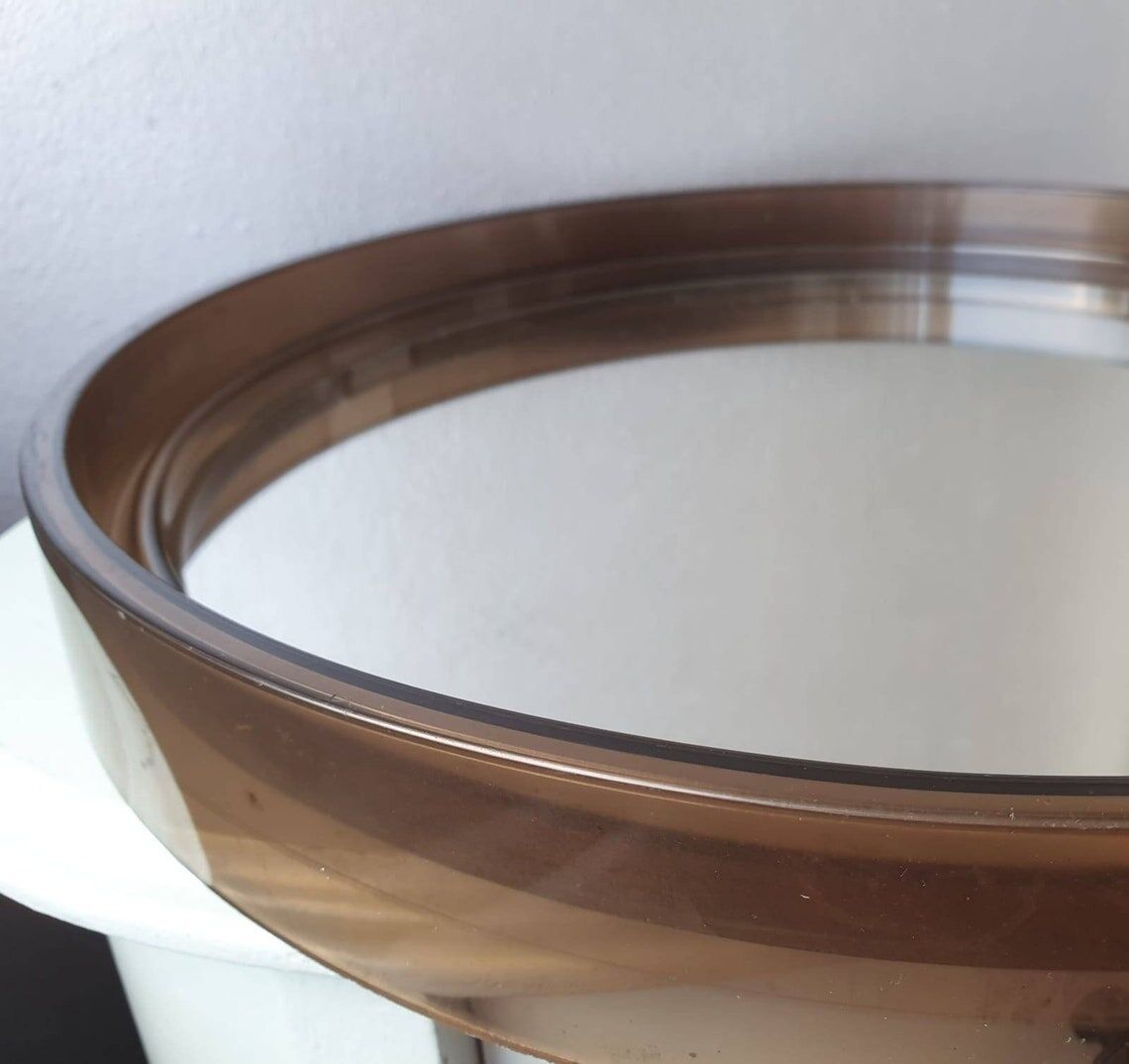 Miroir brun rond plexiglas années 70 35cm