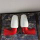 Pair of red and white seventies wall lights