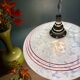 Vintage white clichy glass lampshade pendant light with red trim
