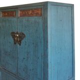 Armoire chinoise ancienne en bois laqué bleu 99cm