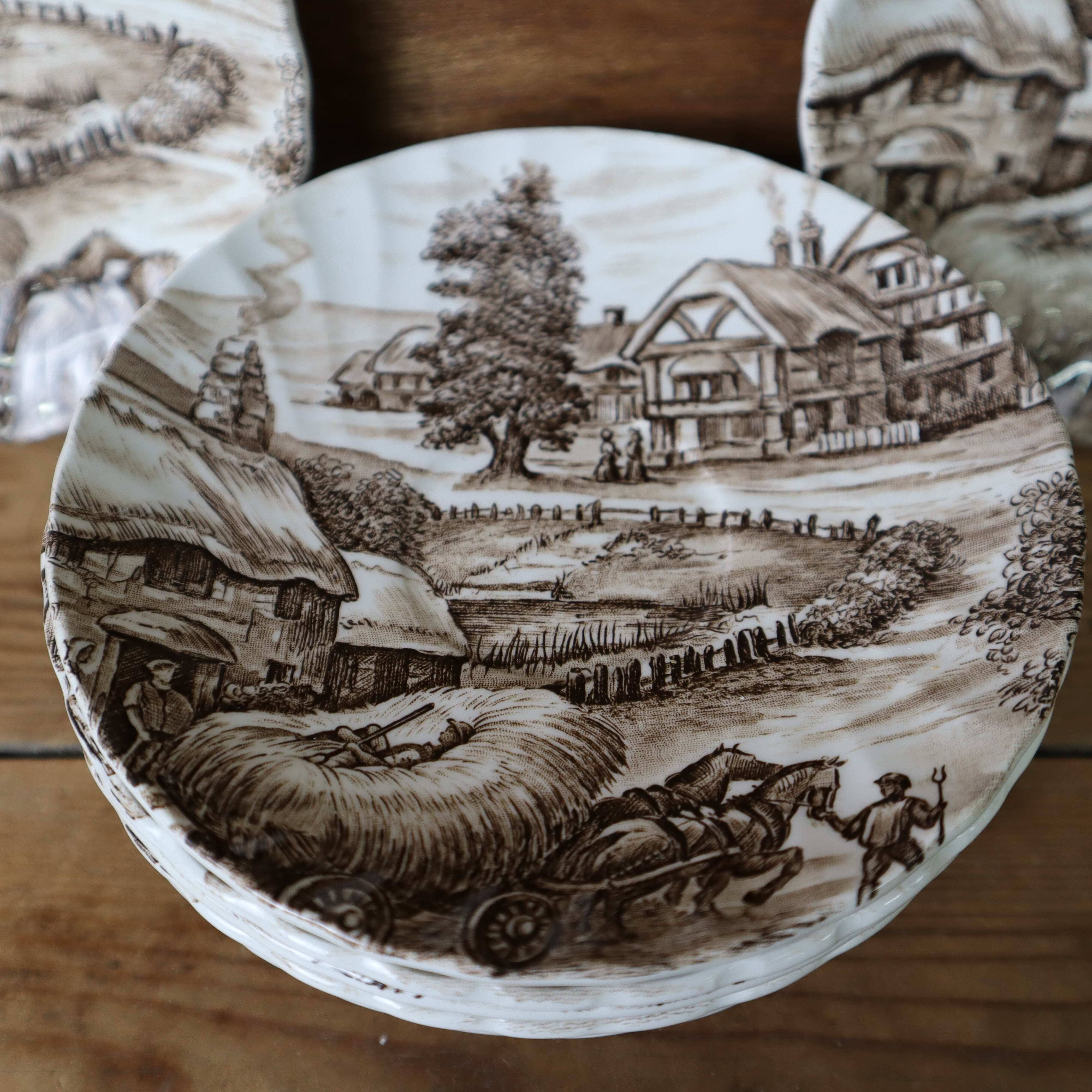 Set of 9 Vintage English Staffordshire 'HAYRIDE' Coasters