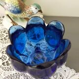 Cobalt blue molded glass vase shaped ball corolla vintage from the 60s