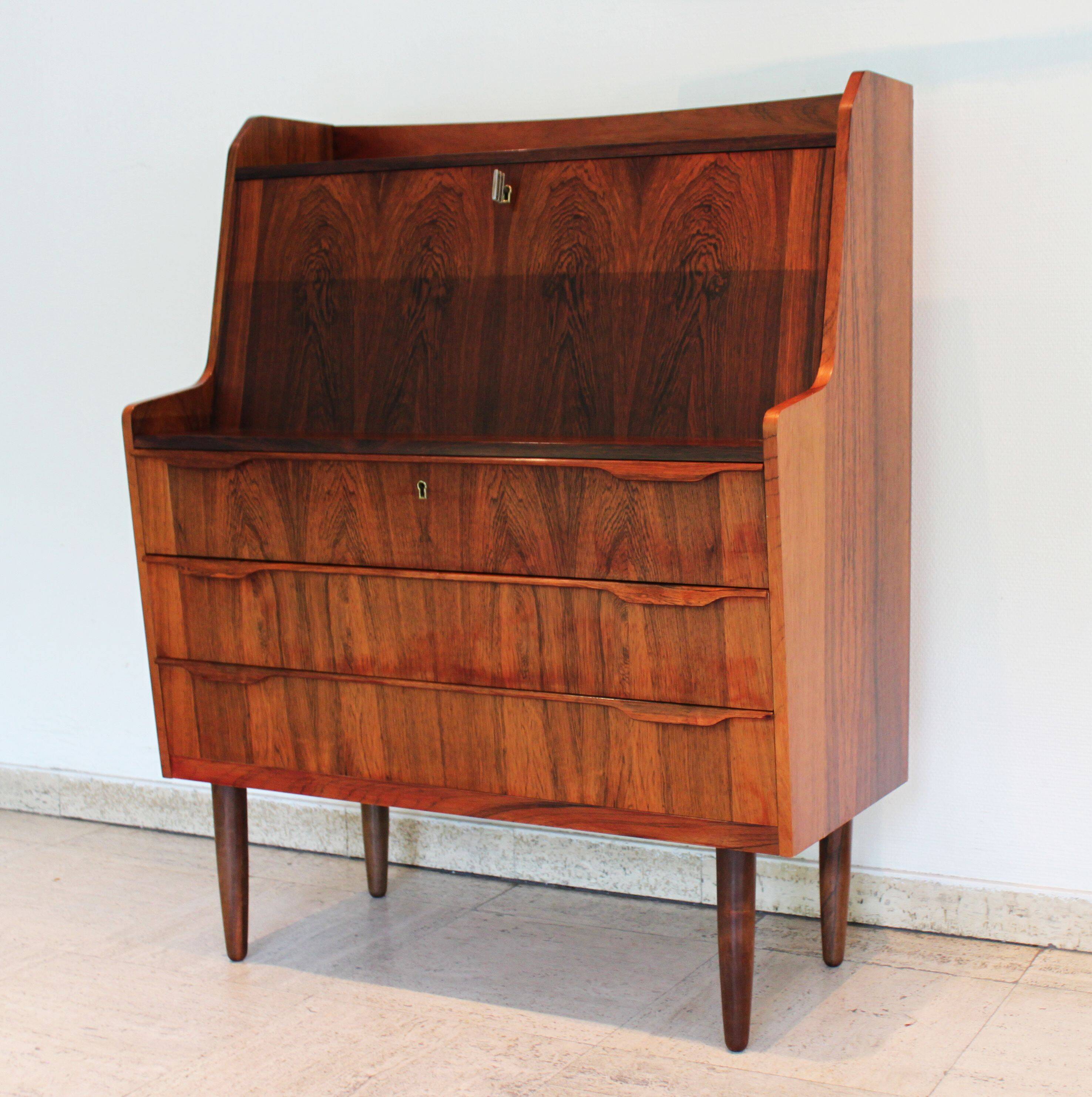 Scandinavian mahogany secretary, Norway, 1960.