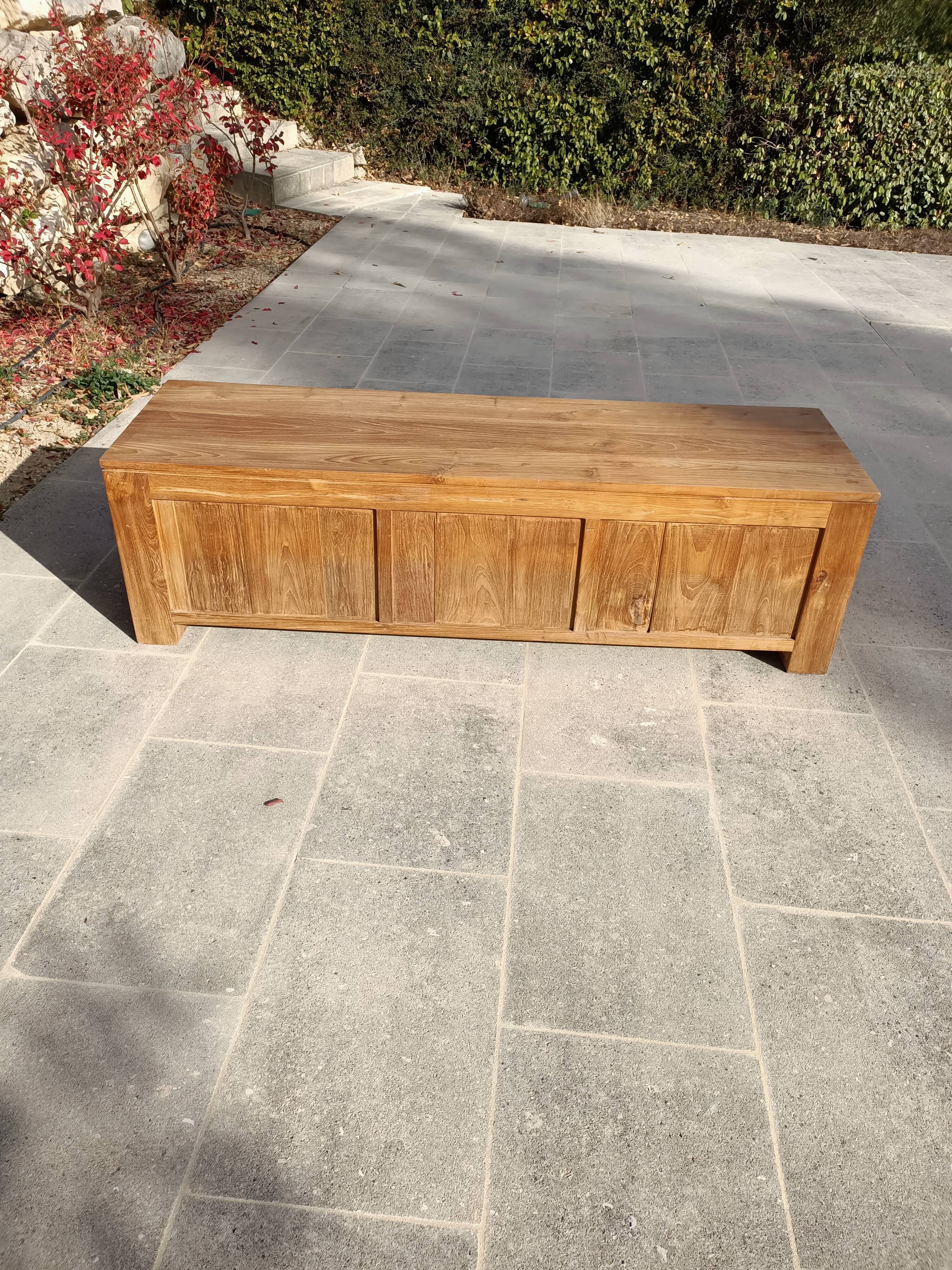 TV stand in solid teak