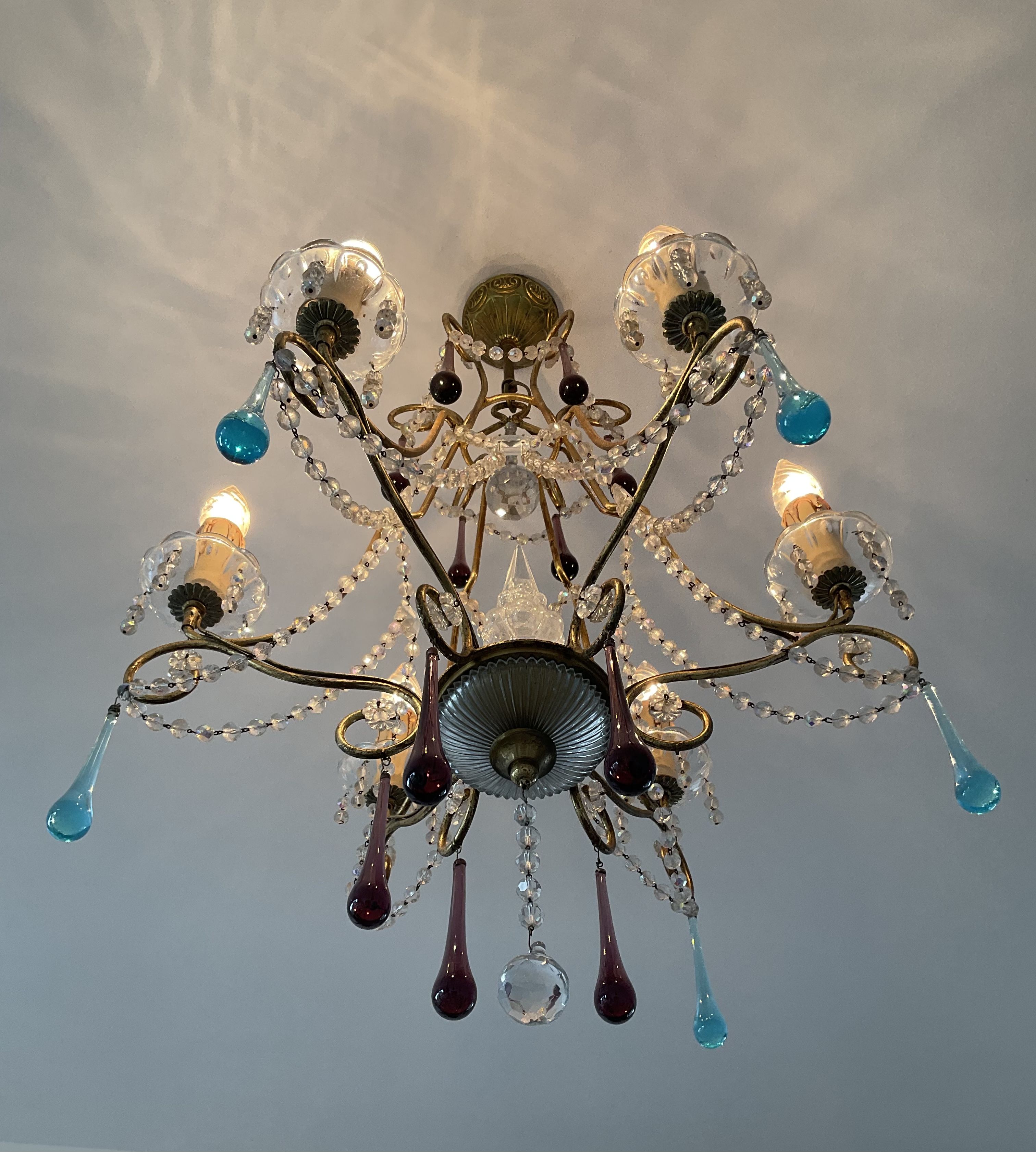 Italian chandelier of the 60s in De Murano glass