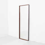 Large vintage mirror with teak and metal frame, 1960's 37x114cm