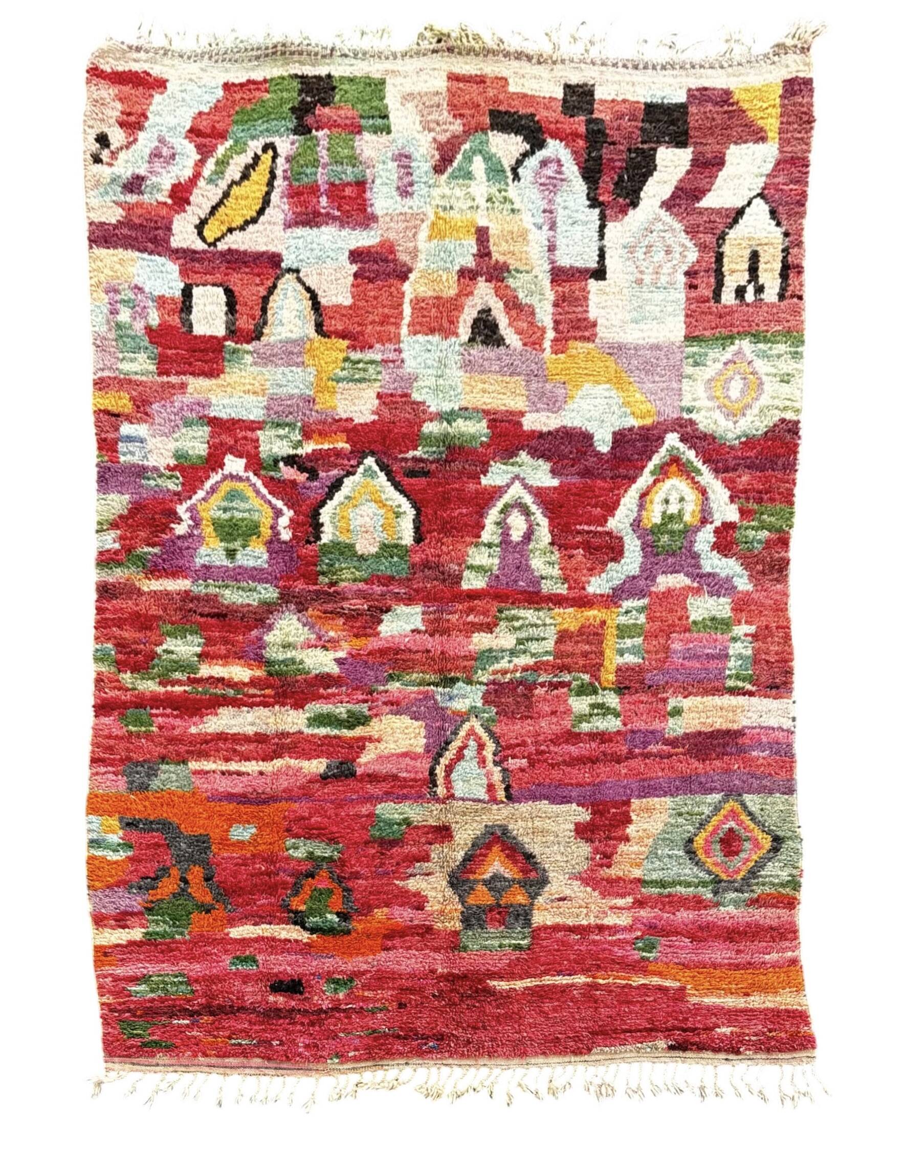 Vintage Moroccan Boujad rug in wool / handmade in Morocco