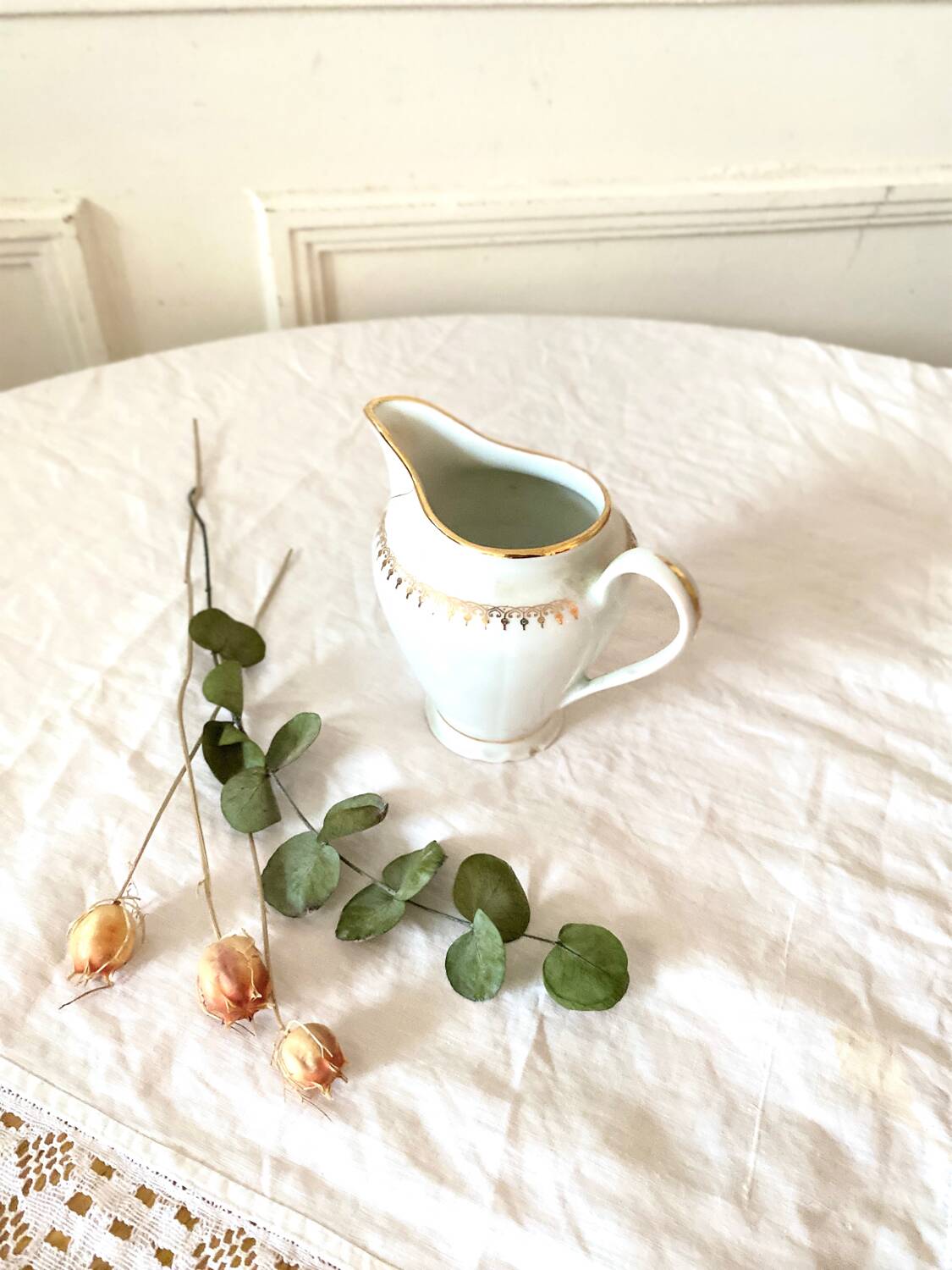 Fine porcelain milk jug from SOLOGNE France