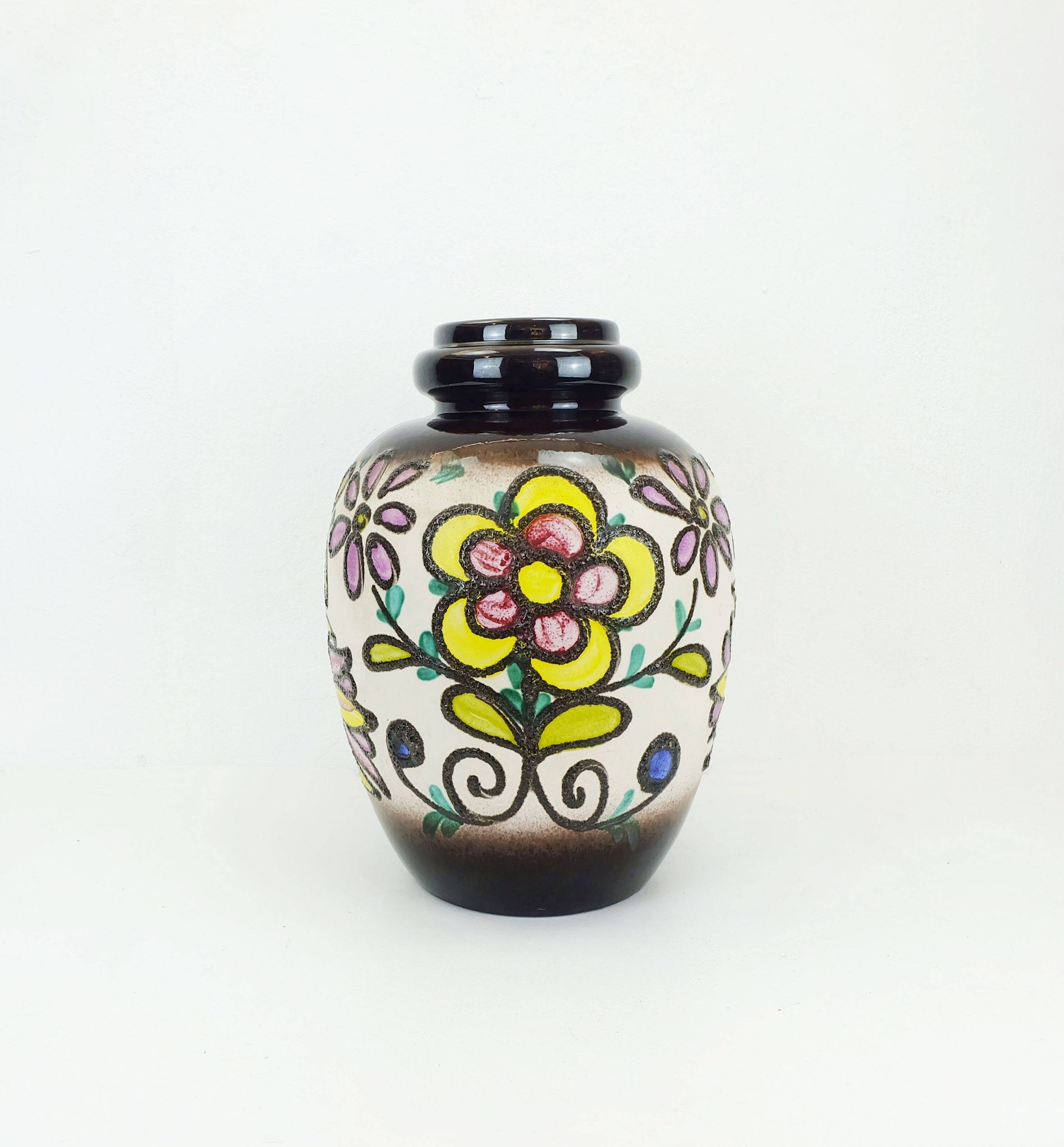 huge scheurich  FLOORVASE colorful fat lava flower decor model 286-42