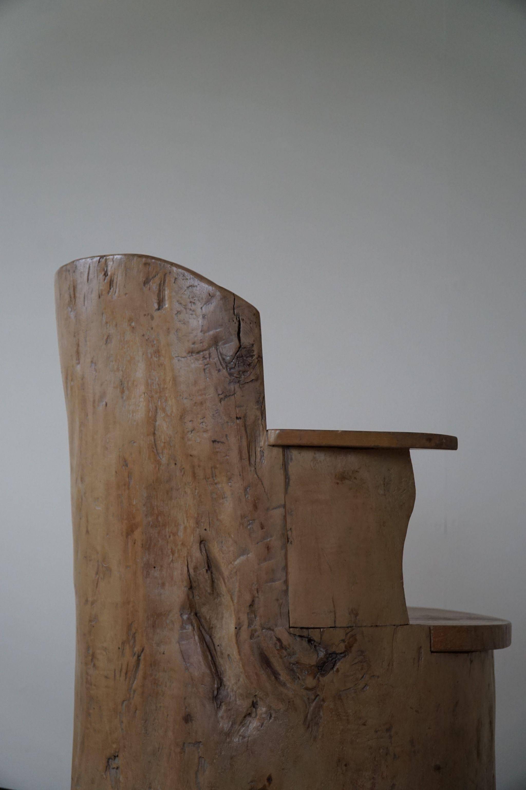 Chaise souche Wabi Sabi en bouleau massif, par un ébéniste suédois, Moderne, années 1950