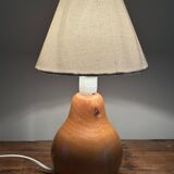 vintage wooden lamp small model with fabric shade 80's design
