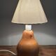 vintage wooden lamp small model with fabric shade 80's design