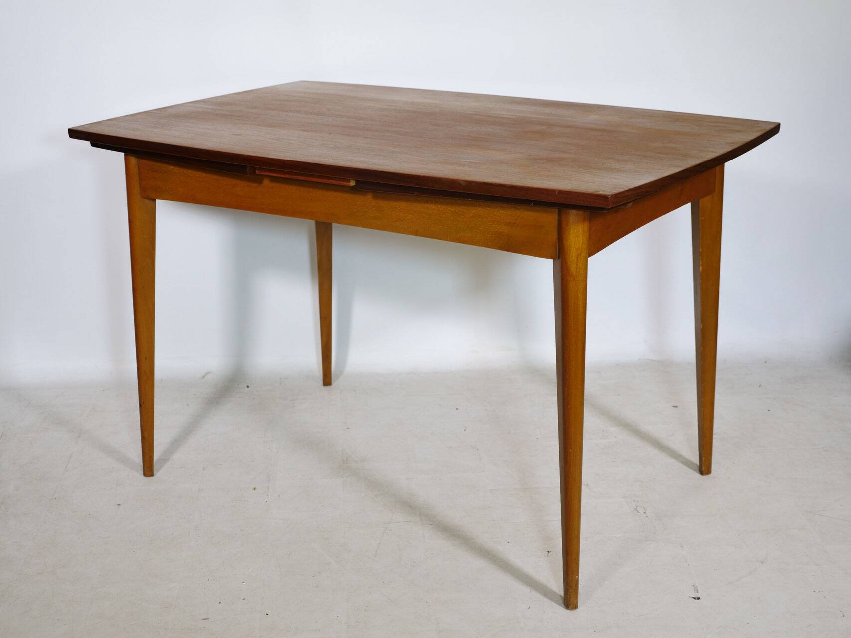 Double-extendable vintage mid-century teak dining table, 1960s