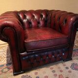 Chesterfield armchair burgundy leather