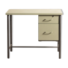 Metal desk equipped with a box, fully restored in pistachio green