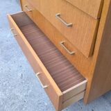 Compass foot chest of drawers in blond oak 1960