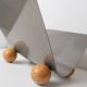 Vintage metal magazine rack with wooden ball feet - Space Age design from the 1980s - Decorative storage for magazines - Elegant retro gift idea