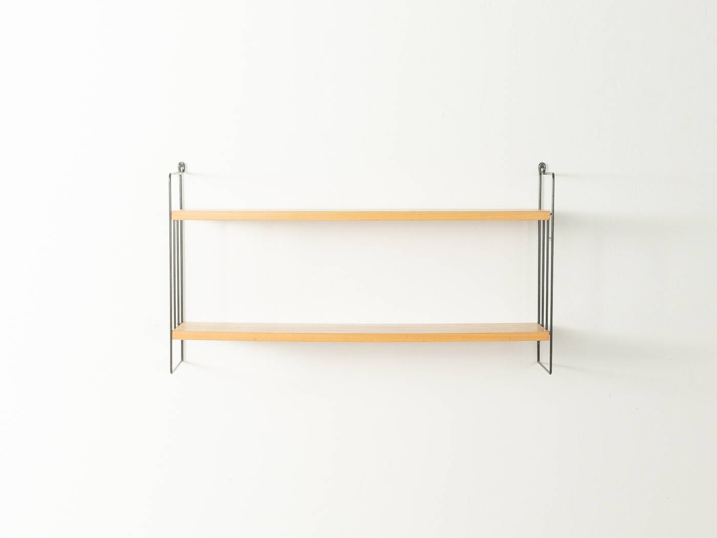 WHB wall shelf with ash wood shelves and black metal frame