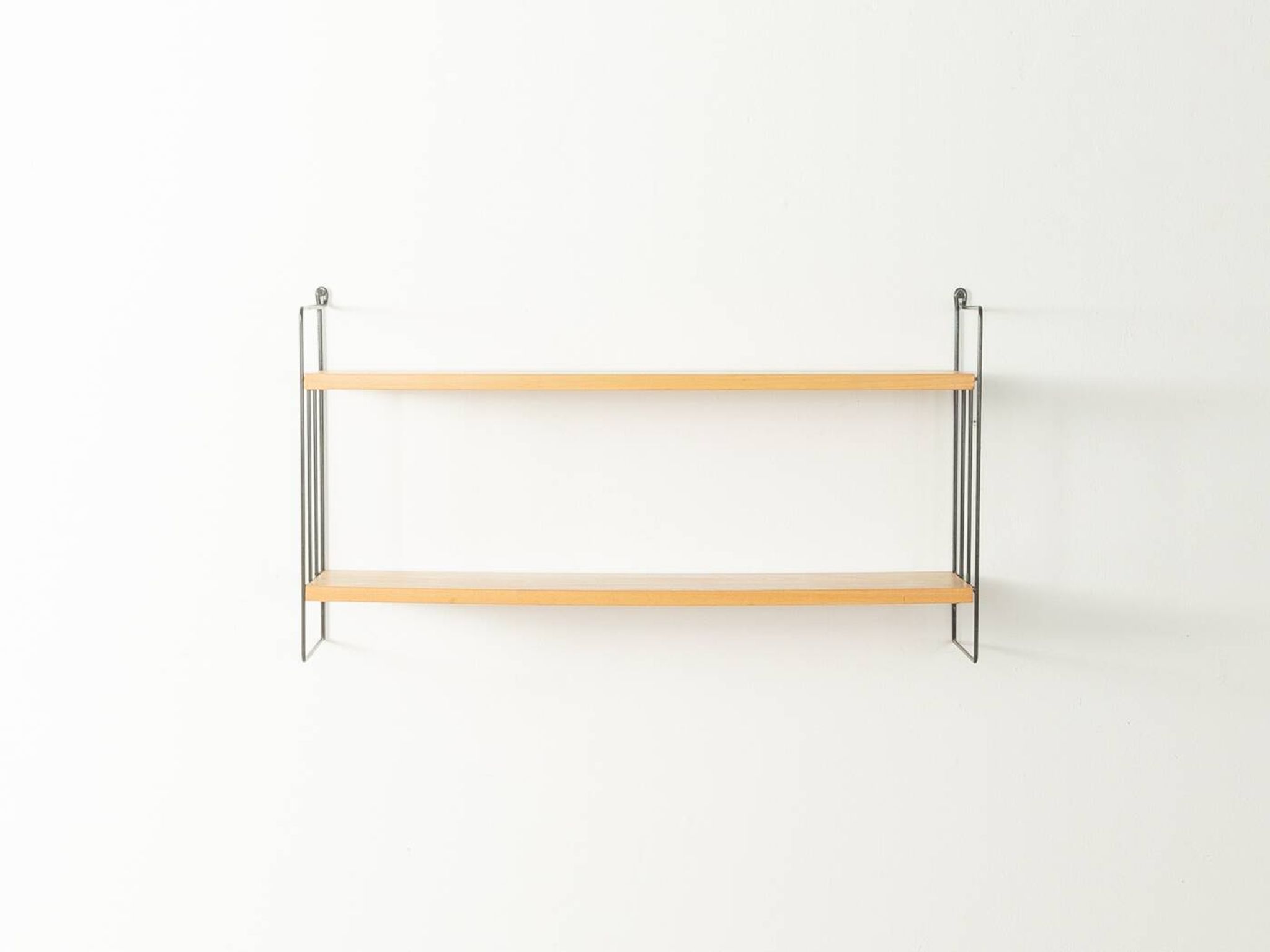 WHB wall shelf with ash wood shelves and black metal frame
