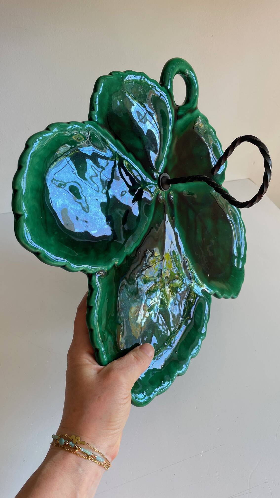 Vintage glazed ceramic slip dish