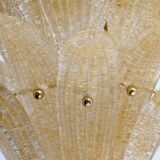 Barovier & Toso Style Gold-Palmette Murano Glass Pendant Chandelier