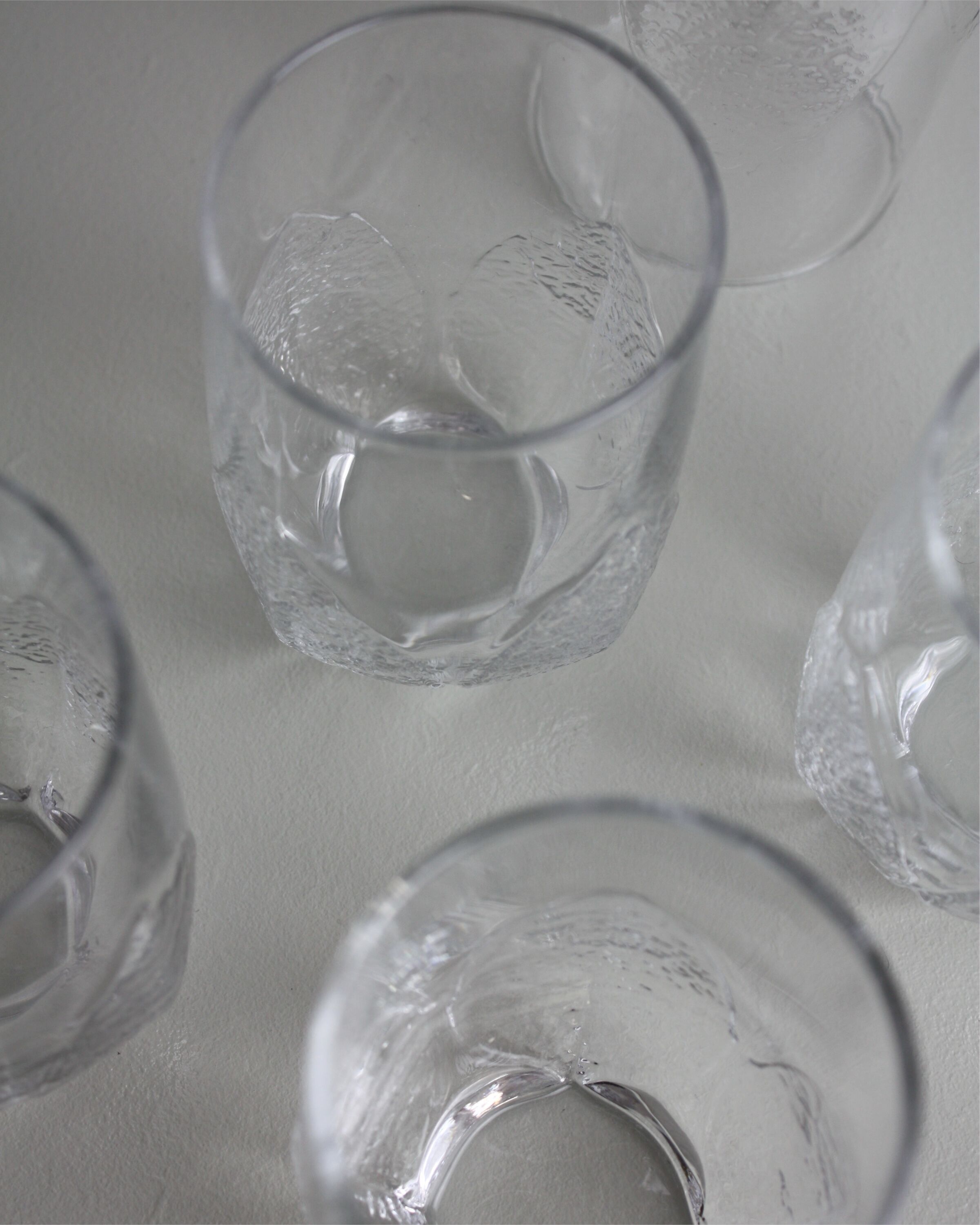 Set of 6 glass glasses leaf pattern