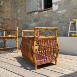 Coffre rotin vintage