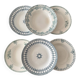 A deep plate in blue and green ironstone, antique French earthenware.