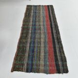 Kilim Red Brown Striped Pattern Vintage Kilim Rug, 93x232Cm