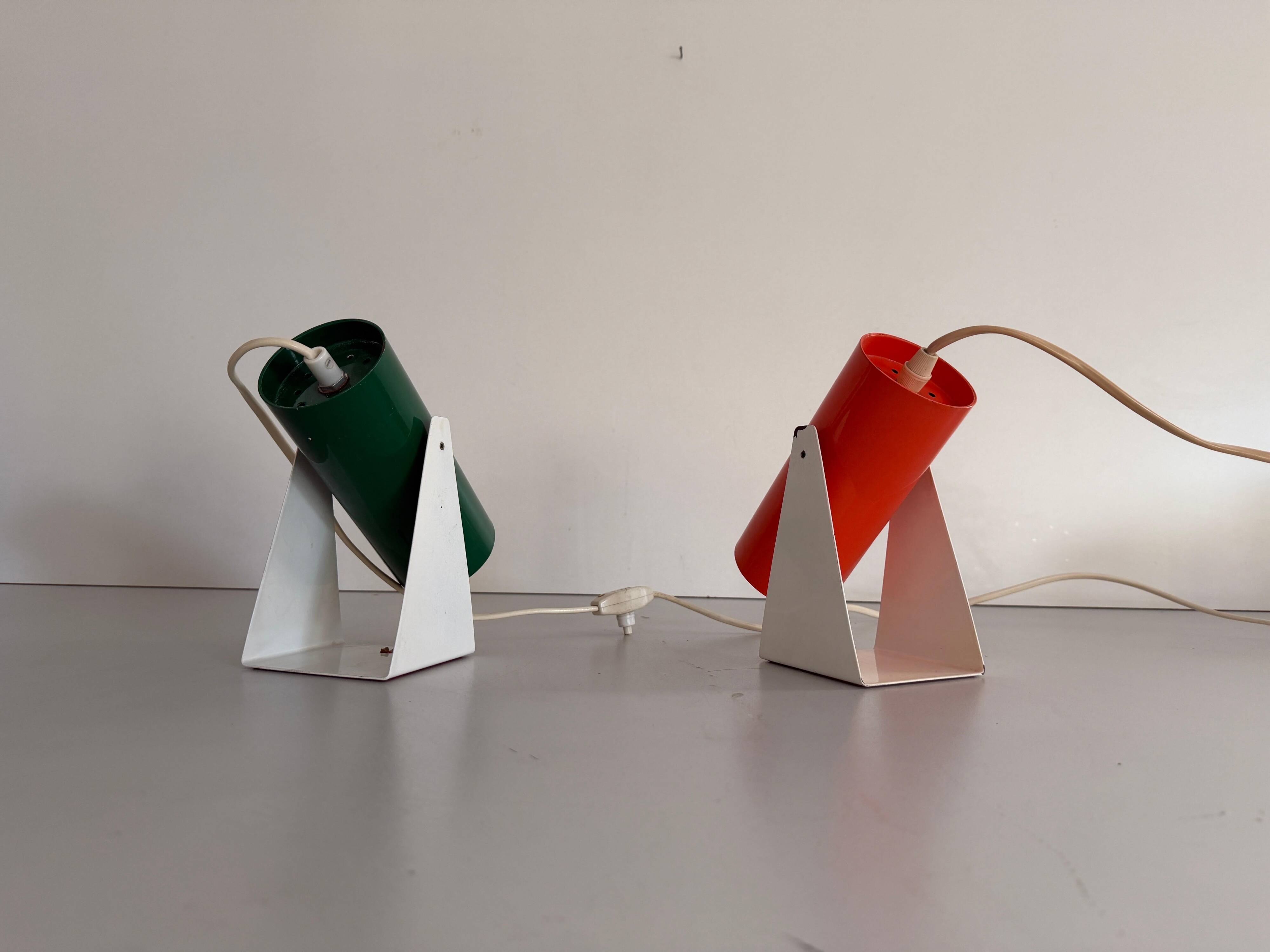 Pair of table lamps or wall lights in metal by Greene & Greene, 1970s, Germany.