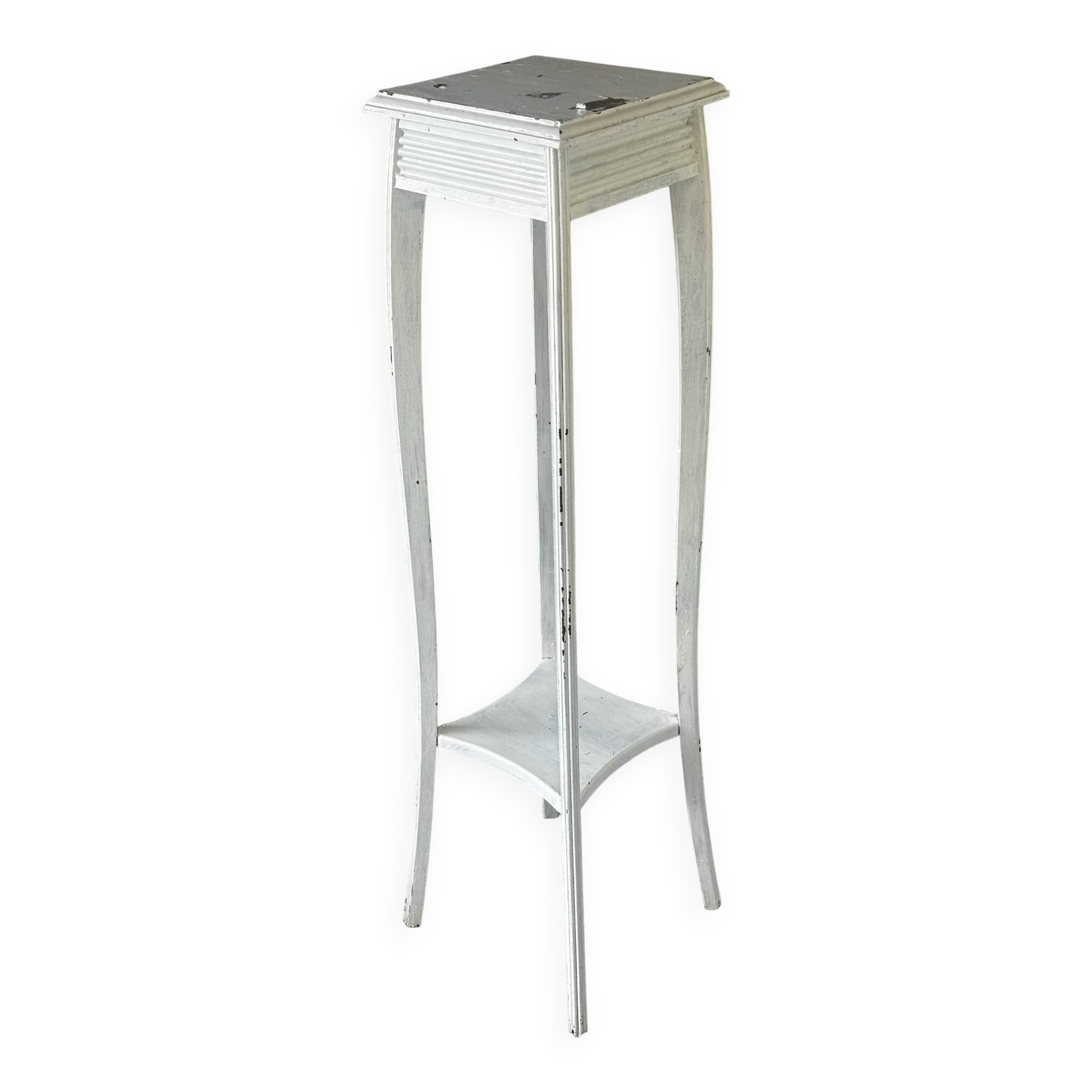 Sellette ancienne en bois peint blanc – H 110 cm