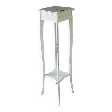 Antique wooden pedestal painted white – H 110 cm