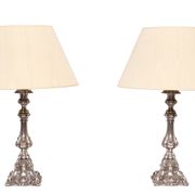 Stunning set of Rococo Silver Plated table lamps 1920s
