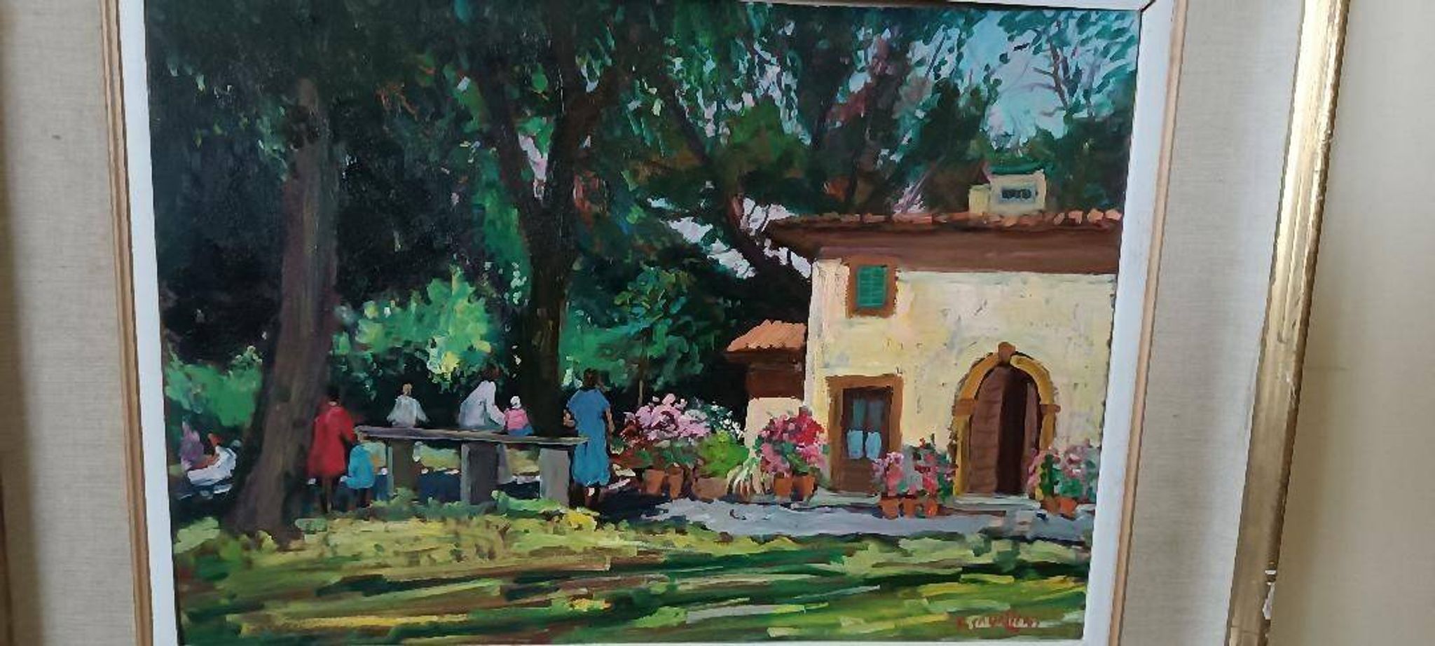 Landscape oil on panel Giuseppe Cavallini (Livorno 1916-2000) Villa Fabbricotti