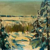 Tableau paysage de neige XXe