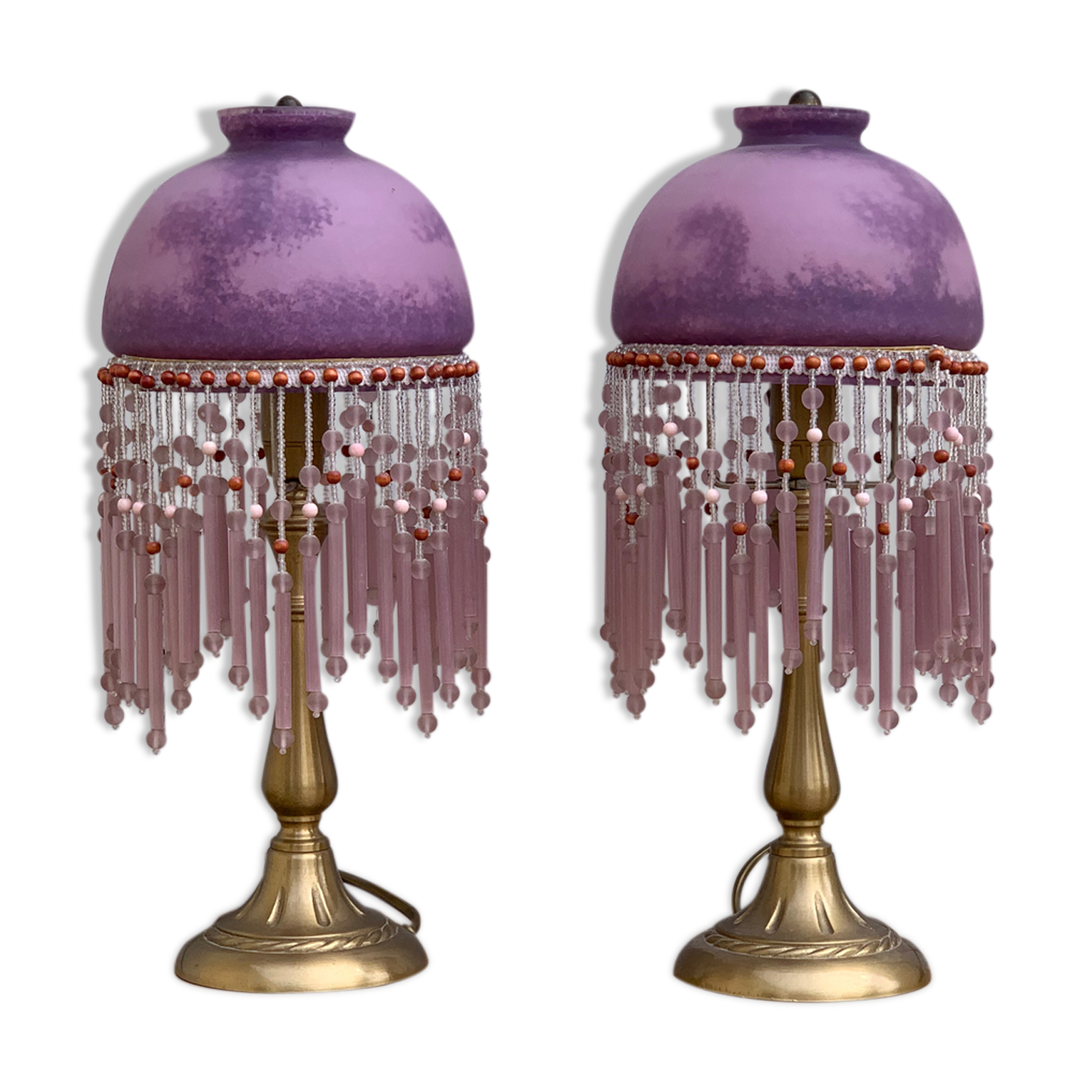 Pair of pampille bedside lamps