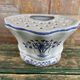 Handcrafted earthenware bouquet from the Monasteries of Bethlehem, blue decor