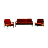 Scandinavian teak lounge - bench and two armchairs