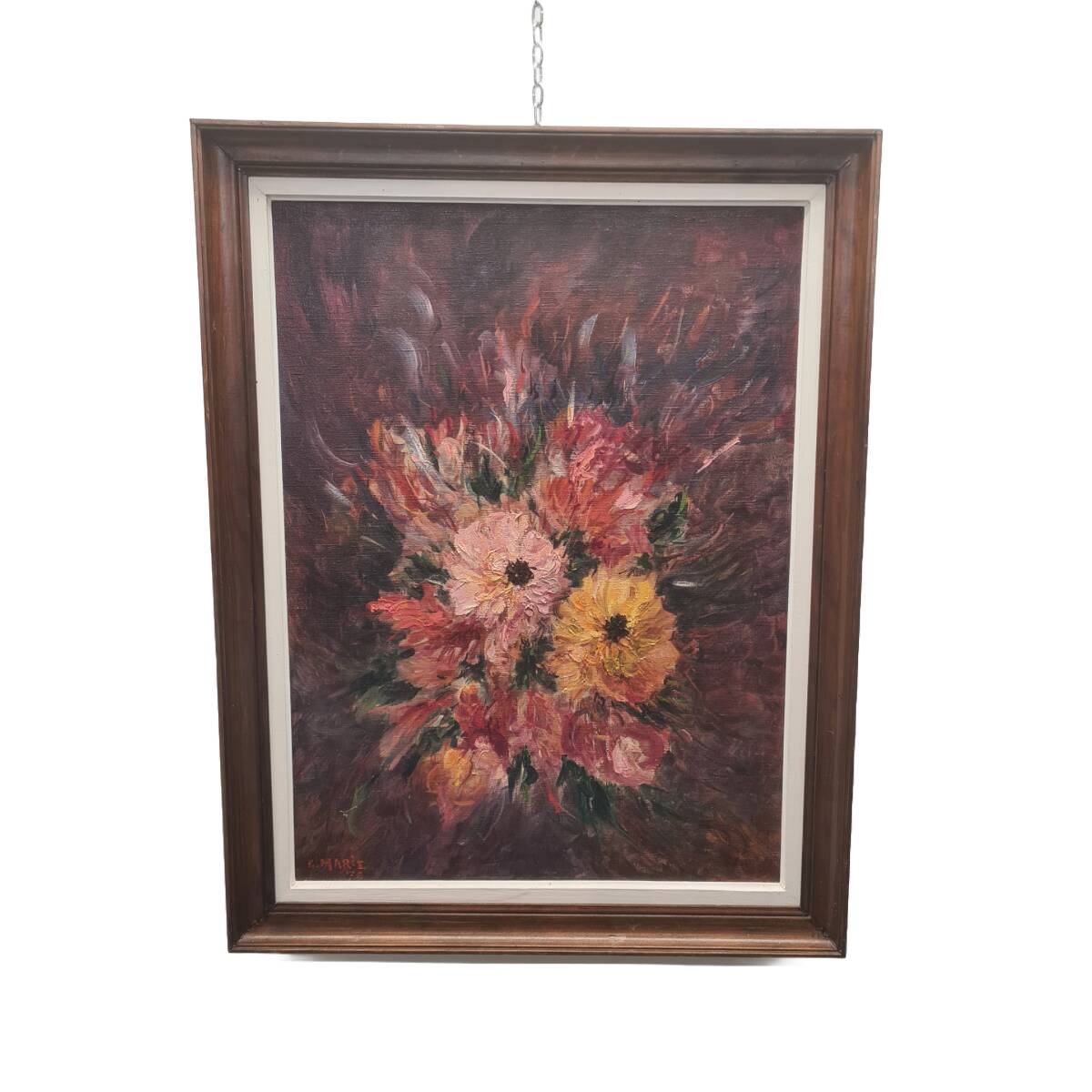 Oil Painting With Flowers By E. Marie, from 1976