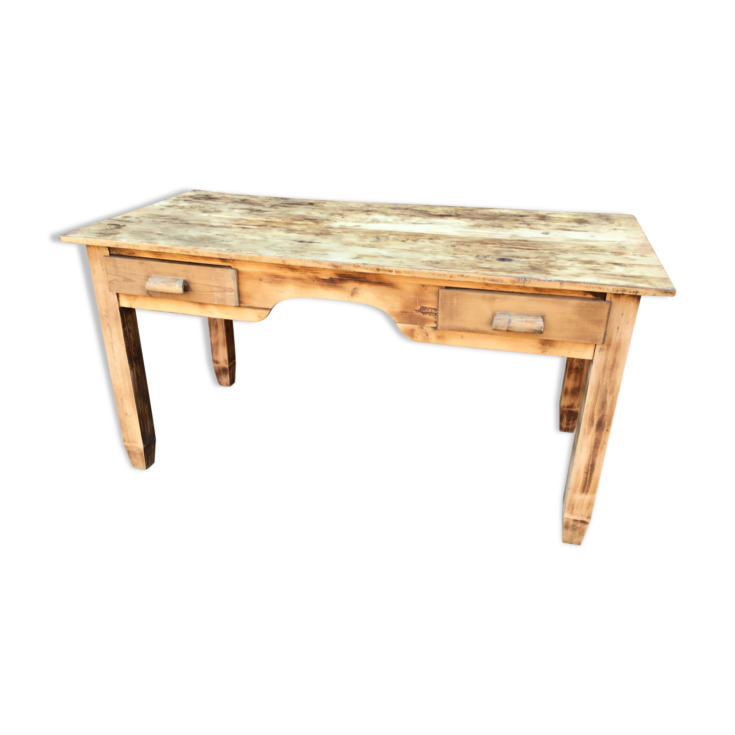 Table de ferme vintage bois naturel 1920