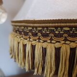 Chic retro lamp with a bronze pagoda fringe shade, 1950.