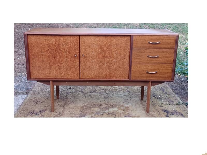 Vintage Scandinavian style sideboard in elm from the 1960s - Low buffet