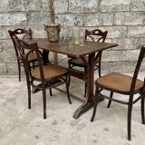 Thonet bar bar troquet bistro table in curved wood and brass 1930